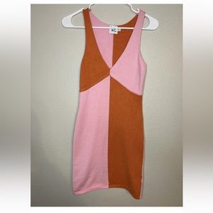 Princess Polly Women’s Size M/L Sienna Pink Orange Retro Colorblock Knit Dress